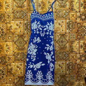 NWOT Blue bandana bodycon dress